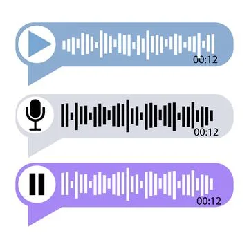 Voice note player UI design layout with microphone and pause button Stock-Illustration