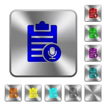 Voice note rounded square steel buttons Stock Illustration