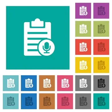 Voice note square flat multi colored icons Stock Illustration
