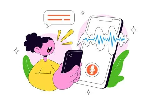 Voice Note Vector Illustration featuring Audio Message, Sound Recording, Mo.. Stock Illustration