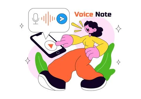 Voice Note Vector Illustration featuring Audio Message, Sound Recording, Mo.. Stock Illustration