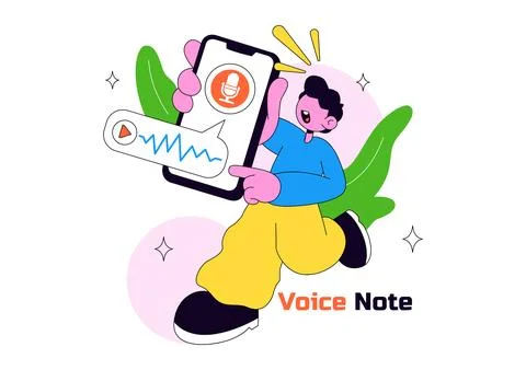 Voice Note Vector Illustration featuring Audio Message, Sound Recording, Mo.. Stock Illustration