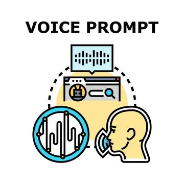 Voice prompt recognizing human speech for virtual assistant Illustrazione stock