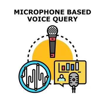 Voice query assistance researching data with microphone Stock Illustration