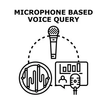 Voice query assistance researching data with microphone Stock Illustration