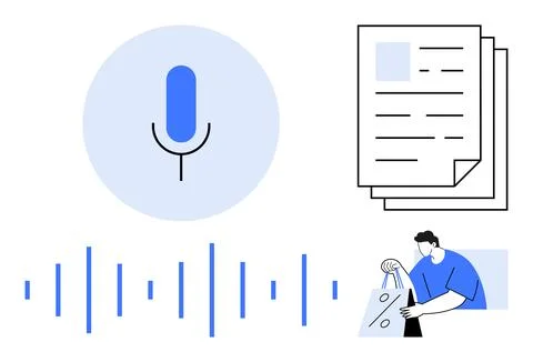 Voice Recognition and Document Processing for Efficient Shopping Experience Stock Illustration