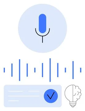 Voice Recognition and Innovation Concept Featuring Microphone, Sound Waves,.. Stock Illustration