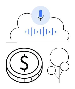 Voice recognition, cloud computing, digital economy, financial technology, ec 库存插图