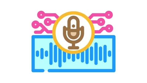 Voice recognition color icon animation Stock Footage 327261177