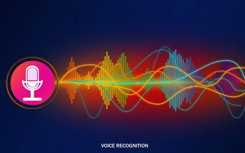 Voice recognition concept with microphone and signal wave 스톡 일러스트