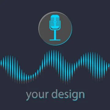 Voice recognition concept. Microphone button with bright voice and sound line Stock Illustration