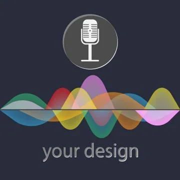 Voice recognition concept. Microphone button with bright voice and sound line Stock Illustration
