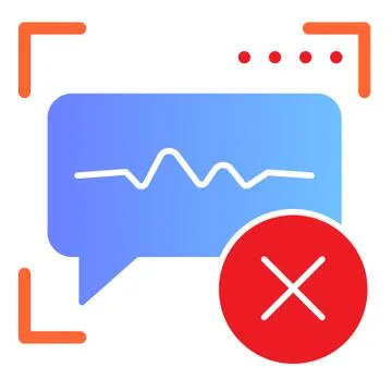 Voice recognition denied flat icon. Sound identification wrong color icons in Illustrazione stock