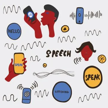 Voice Recognition doodle illustration. Stock Illustration