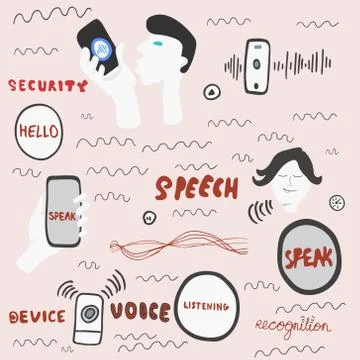 Voice Recognition doodle illustration. Stock Illustration