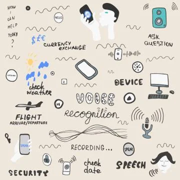 Voice Recognition doodle illustration. Stock Illustration