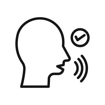 Voice recognition icon Black line art vector logo Illustrazione stock