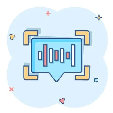 Voice recognition icon in comic style. Authentication sound vector cartoon il Illustrazione stock