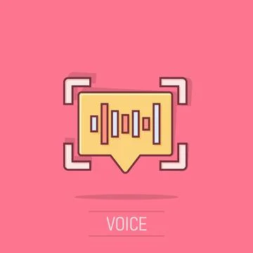 Voice recognition icon in comic style. Authentication sound vector cartoon .. Stock Illustration