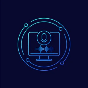 Voice recognition icon, linear design Stock Illustration