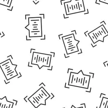 Voice recognition icon seamless pattern background. Authentication sound vect Illustrazione stock