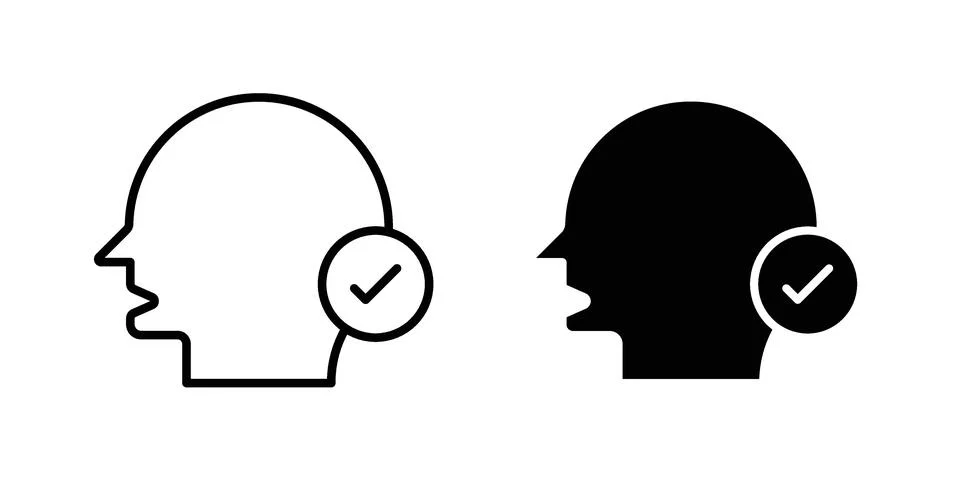 Voice recognition icon vector concepts, line and silhouette style Stock Illustration