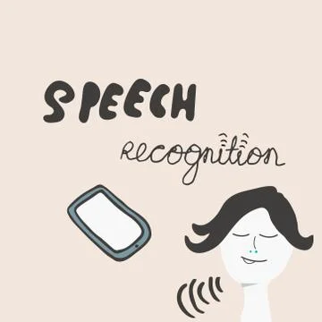 Voice recognition illustration of a smart device. Stock Illustration