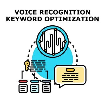 Voice recognition keyword optimization improving search engine ranking 스톡 일러스트