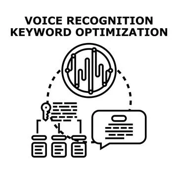 Voice recognition keyword optimization improving search engine ranking Stock Illustration