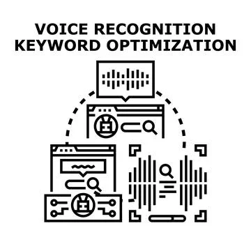 Voice recognition keyword optimization process vector Illustrazione stock