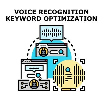 Voice recognition keyword optimization process vector Illustrazione stock