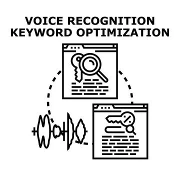 Voice recognition keyword optimizing for online search and seo Illustrazione stock