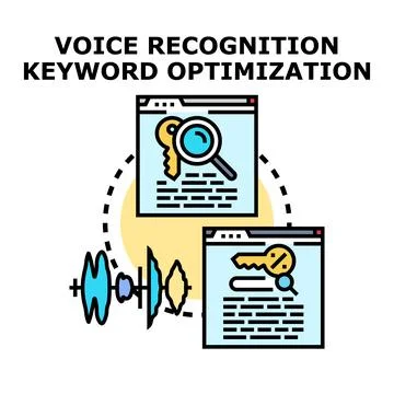 Voice recognition keyword optimizing for online search and seo Illustrazione stock