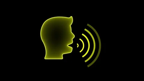 Voice recognition line icon animation, person talking icon. logotype animatio Stock Footage 305166321