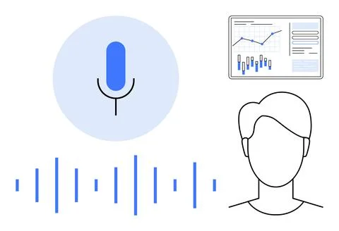 Voice Recognition with Microphone, User Avatar, and Data Analytics Dashboard Stockillustratie