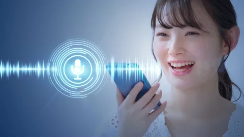Voice recognition of smart phone concept. AI assistant. Stock Footage 138188372