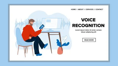 Voice Recognition Smartphone Application Vector flat cartoon Illustrazione stock