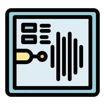 Voice recognition software analyzing sound wave on monitor 스톡 일러스트