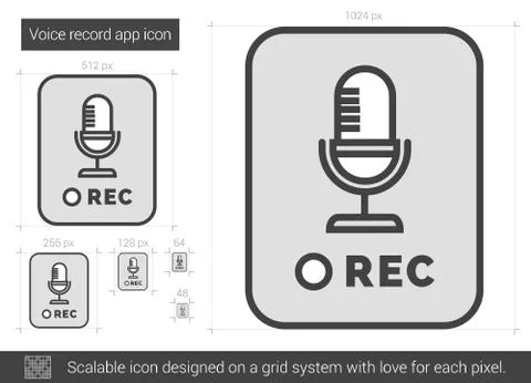 Voice record app line icon Stock Illustration
