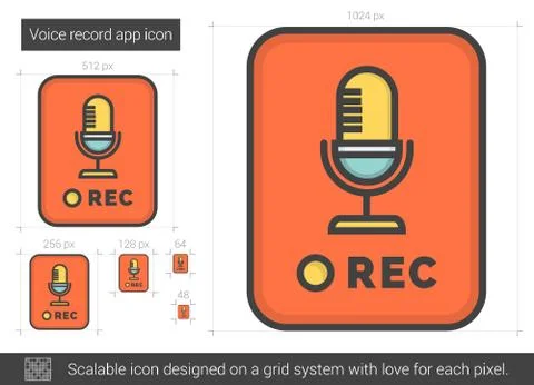 Voice record app line icon Stock Illustration