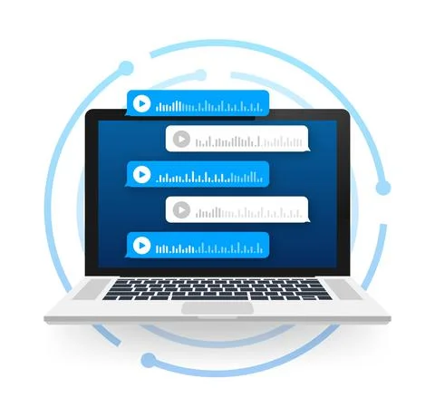 Voice, Record Audio message, speech bubble. Messenger chat screen. Vector stock 스톡 일러스트