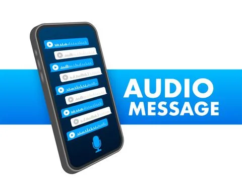 Voice, Record Audio message, speech bubble. Messenger chat screen. Vector stock Stock Illustration