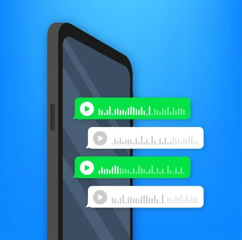 Voice, Record Audio message, speech bubble. Messenger chat screen. Vector stock Illustrazione stock