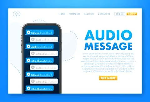 Voice, Record Audio message, speech bubble. Messenger chat screen. Vector stock Stock Illustration