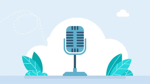 Voice Record. Recording Studio Symbol. Vintage Microphone on White Background Stock Footage 336379986