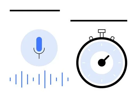 Voice Recording and Timer with Waveform Symbolizing Audio and Measurement D.. Stock Illustration
