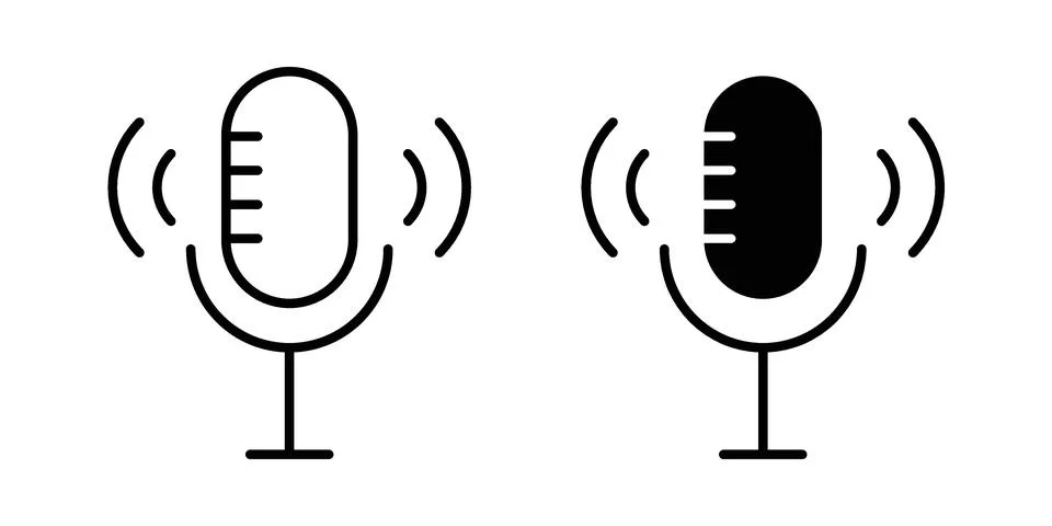 Voice recording icon linear versions pack on white background Stock Illustration