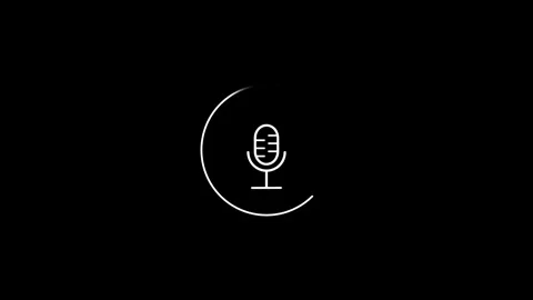 Voice recording loader symbol visual white mic line art, black empty background, Stock Footage 340556189