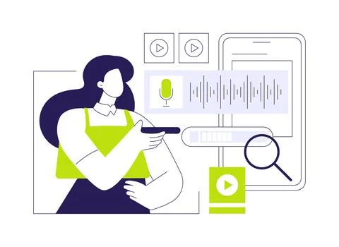 Voice search abstract concept vector illustration. Illustrazione stock