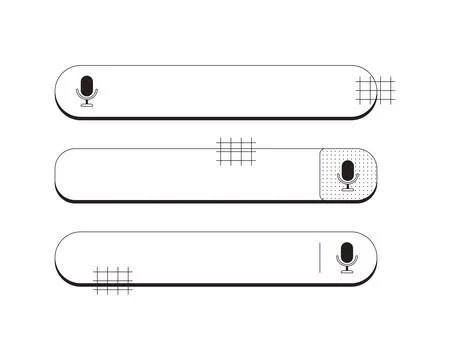 Voice search and microphone input modern black and white UI element set Stock Illustration